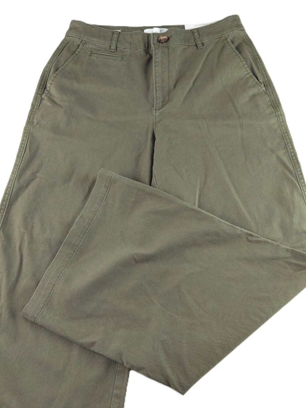 Loft Monroe High Rise Wide Leg Chino Pant Women's Size 6 Olive Green Stretch